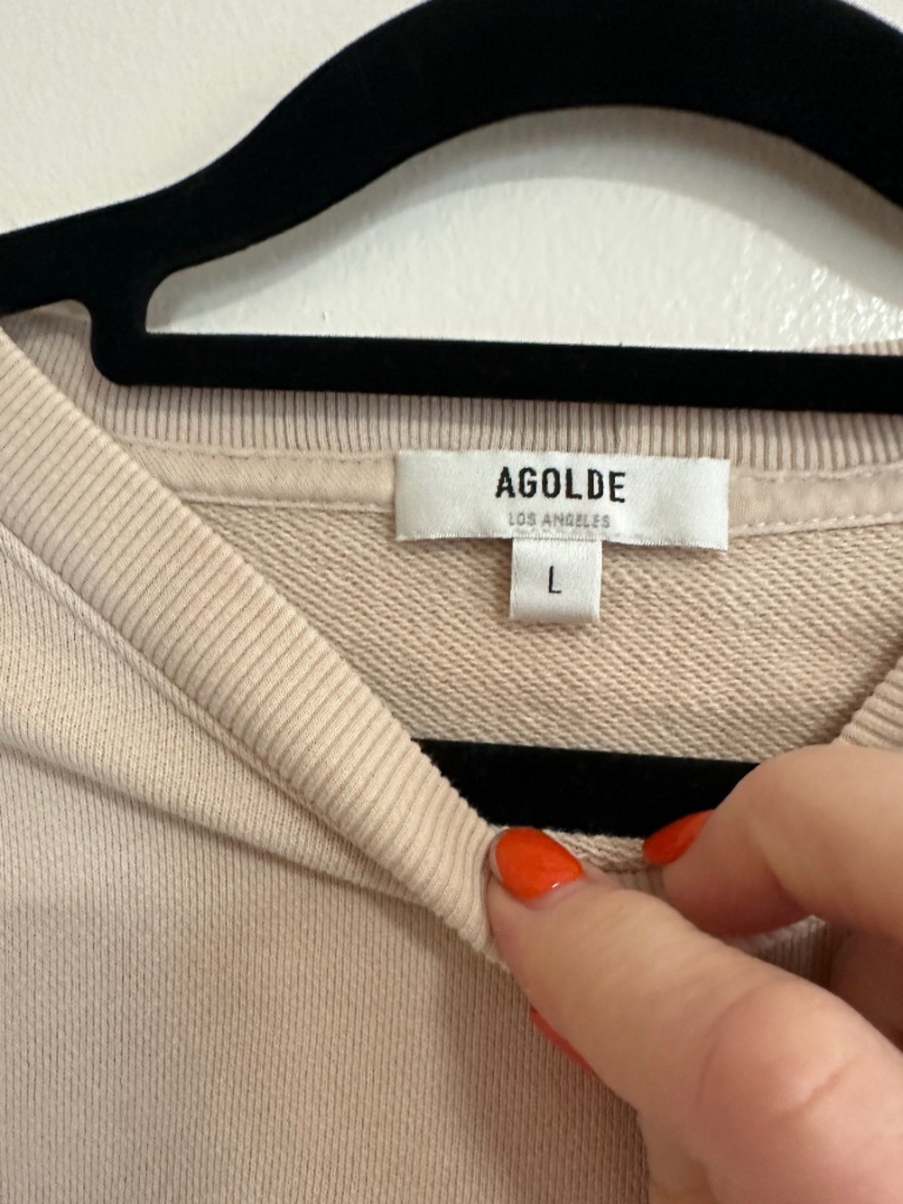 Agolde  Chevron Sweatshirt Cropped Sweatshirt, Beige, Size large - Picture 4 of 7